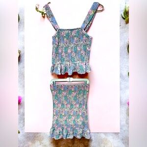 Floral Romantic Garden Party Sleeveless Top and Skirt Set Medium